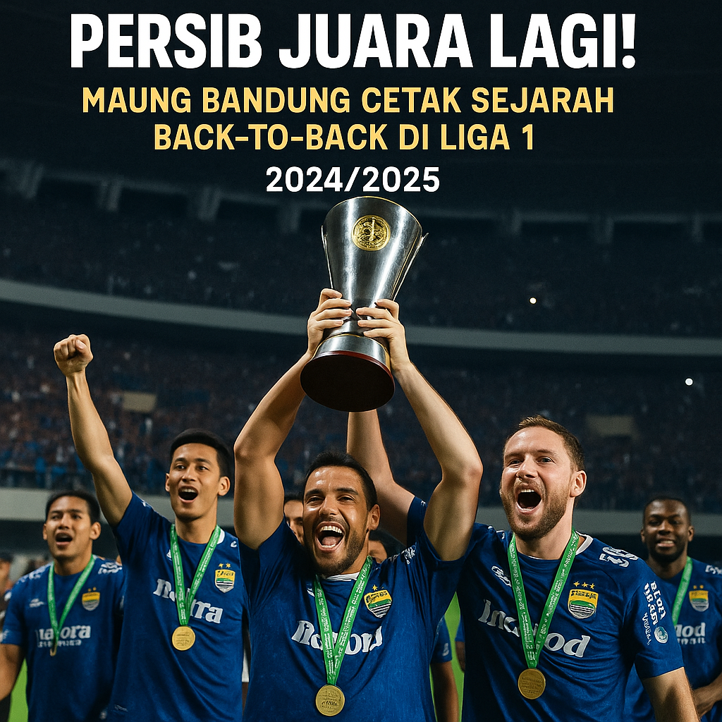 Ciro Alves dan Marc Klok angkat trofi Liga 1 2025 bareng Persib Bandung